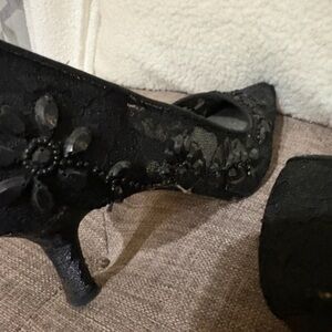 Elegant Black Embellished Women's Heels